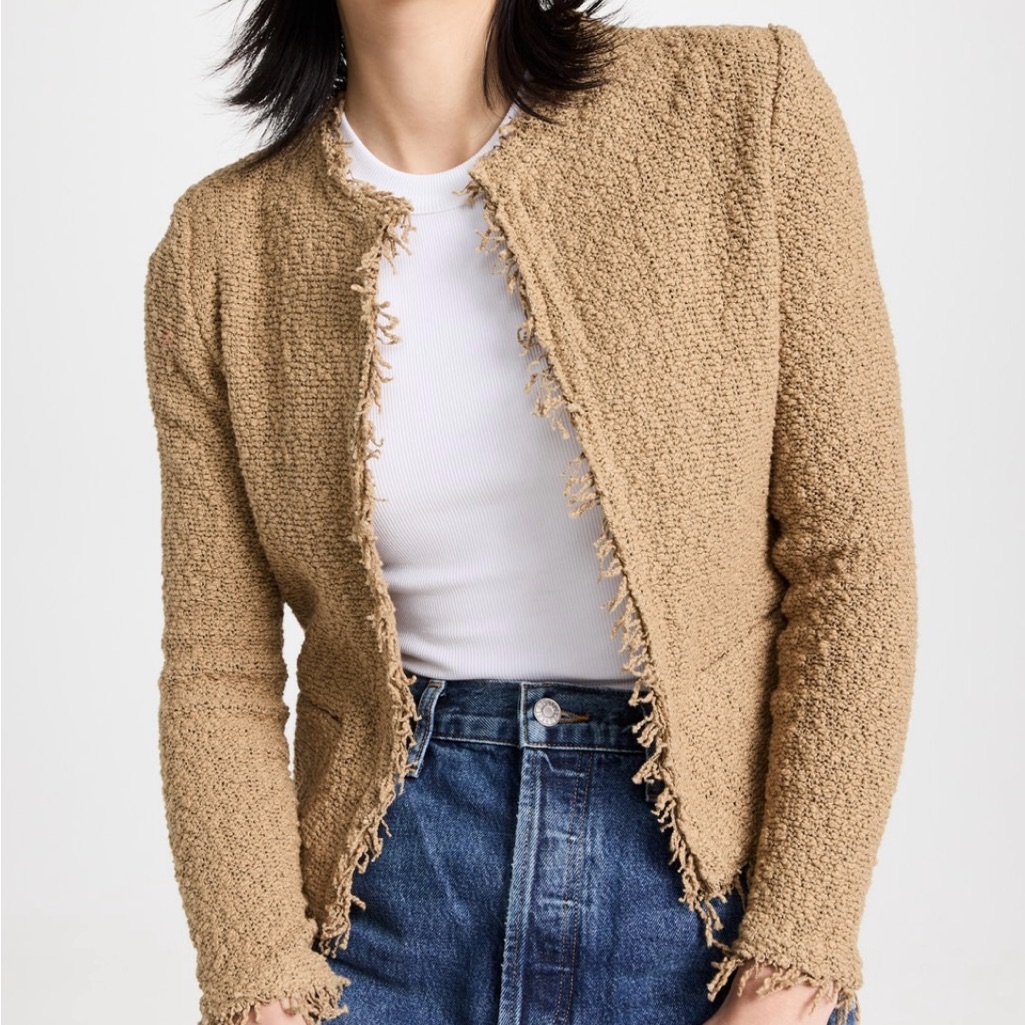 Iro Tan Shabani Boucl Open Blazer/Jacket Size 34 Nwt